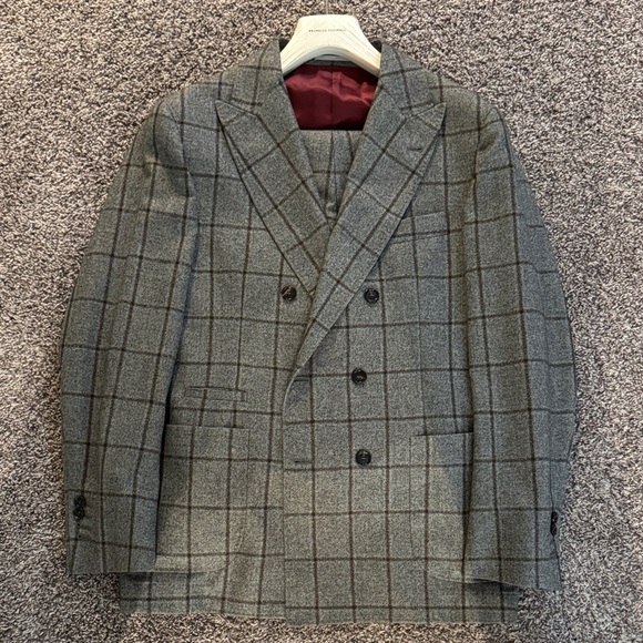 Brunello Cucinelli Other - Brunello Cucinelli Charcoal Checkered Suit Jacket